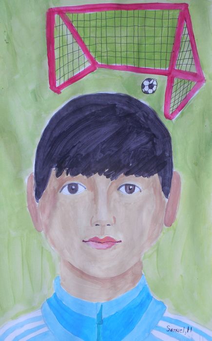 Art Studio PALETTE. Samuel Lukose Picture.  Tempera People Selfportrait 