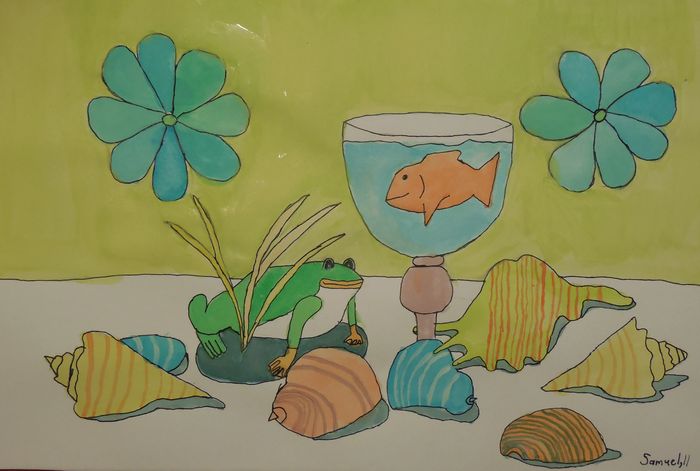 Art Studio PALETTE. Samuel Lukose Picture.  Watercolour, Ink Still Life Still Life 