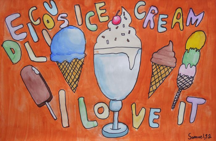 Art Studio PALETTE. Samuel Lukose Picture.  Marker, Tempera Design Ice Cream 