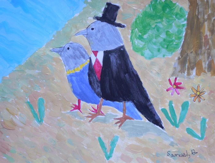 Art Studio PALETTE. Samuel Lukose Picture.  Tempera Animals Birds 