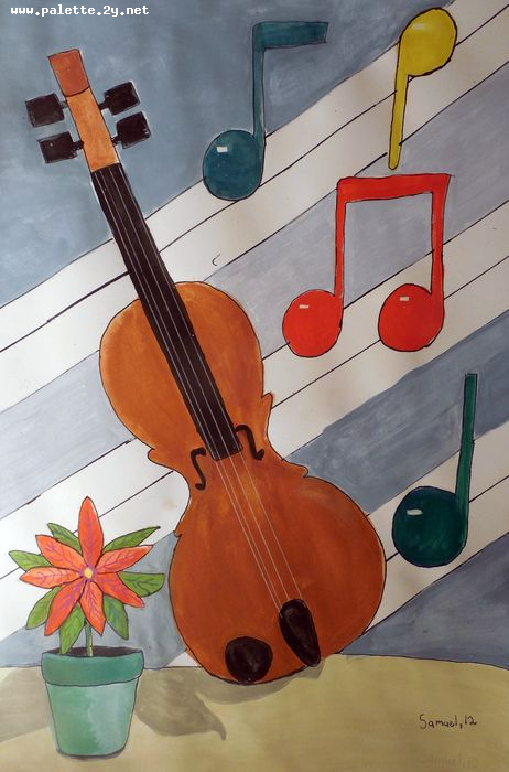 Art Studio PALETTE. Samuel Lukose Picture.  Marker, Tempera Still Life Music 