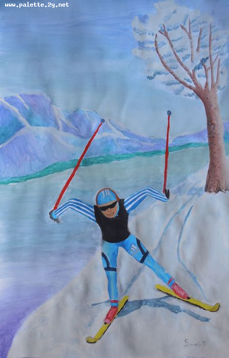 Art Studio PALETTE. Samuel Lukose Picture.  Tempera People Activities Winter Joy