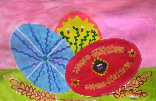 Art Studio PALETTE. Katia Skorokhod Picture. Fine Art Paper Tempera Holidays Easter 