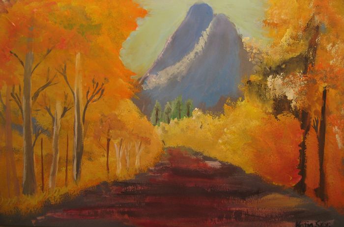 Art Studio PALETTE. Katia Skorokhod Picture.  Tempera Landscape Fall 