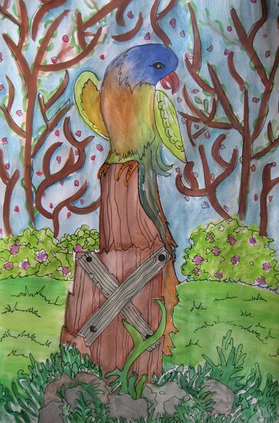 Art Studio PALETTE. Aleksandra Tsytsenko Picture. Fine Art Paper Watercolour, Ink Animals Birds 