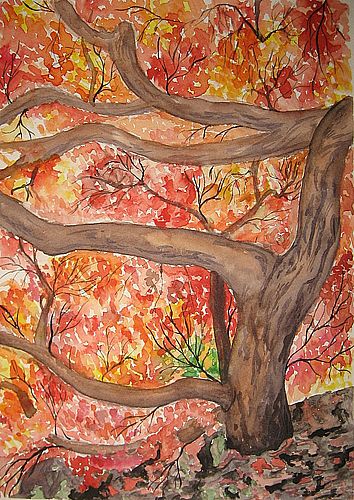 Art Studio PALETTE. Nastya Tesenkova Picture. Fine Art Paper Watercolour Landscape Fall 