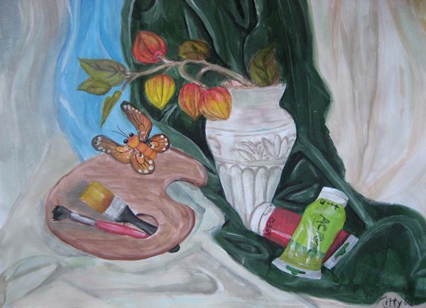 Art Studio PALETTE. Katarina  Picture. Fine Art Paper Tempera Still Life Palette 
