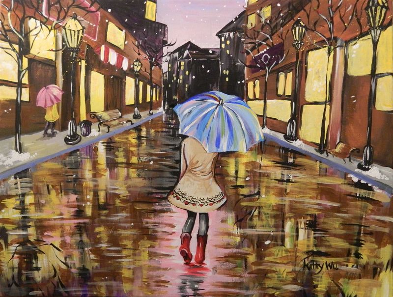 Art Studio PALETTE. Katarina  Picture.   Landscape Cityscape Под Зонтом