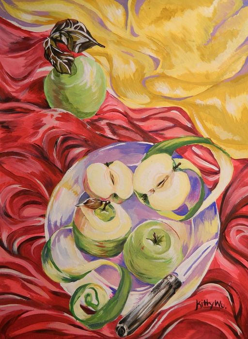 Art Studio PALETTE. Katarina  Picture.  Acrylic Still Life Fruits & Vegi 