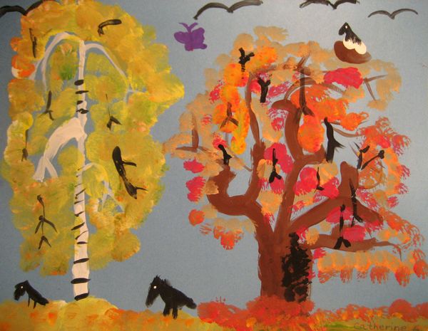 Art Studio PALETTE. Catherine Hatch Picture.  Tempera Landscape Fall 