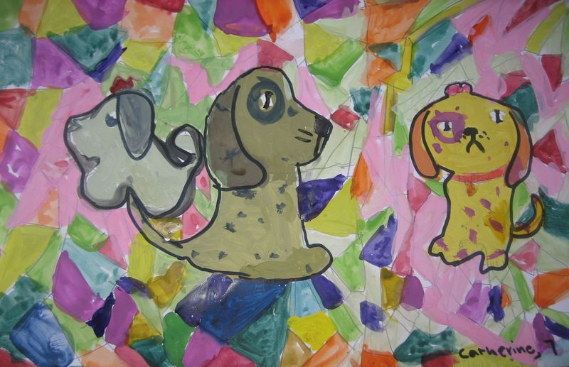 Art Studio PALETTE. Catherine Hatch Picture.  Marker, Tempera Animals Dogs 