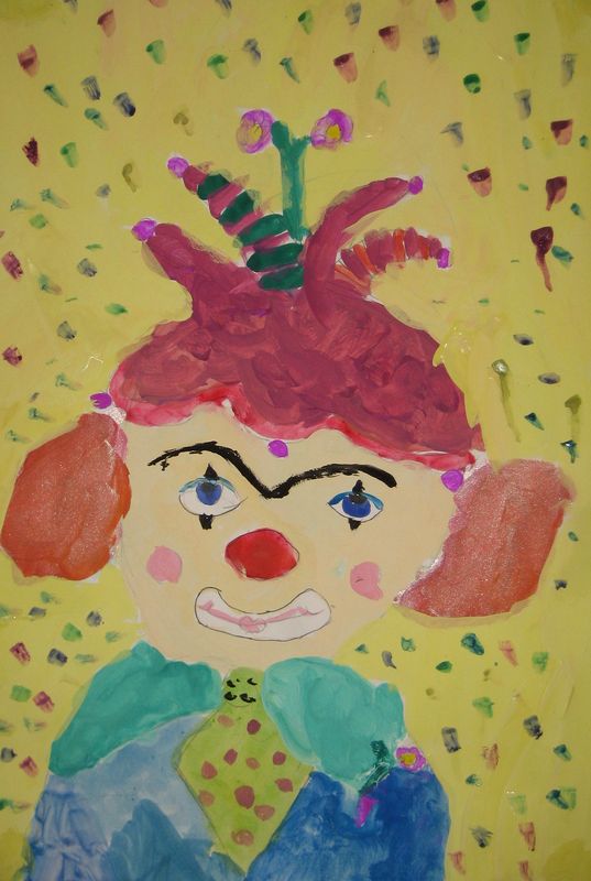 Art Studio PALETTE. Catherine Hatch Picture.  Tempera Fantasy Clown 