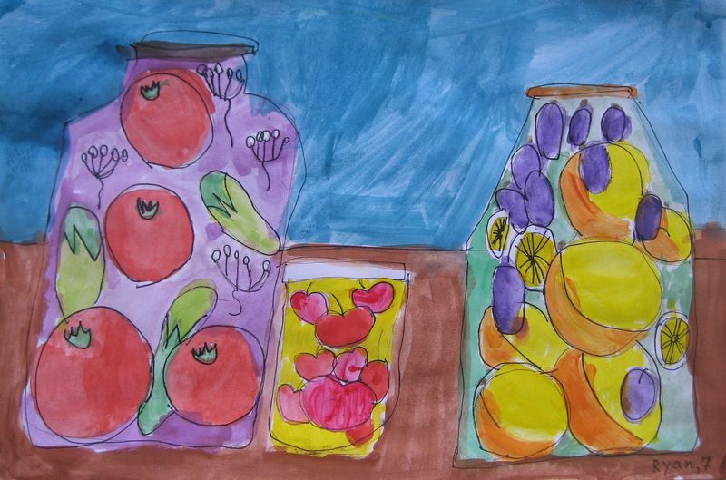 Art Studio PALETTE. Ryan Lin Picture.  Watercolour, Ink Still Life Fruits & Vegi 