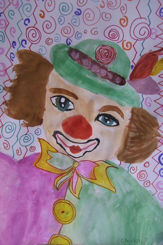 Art Studio PALETTE. Cheska O.Retita Picture.  Marker, Tempera Fantasy Clown 