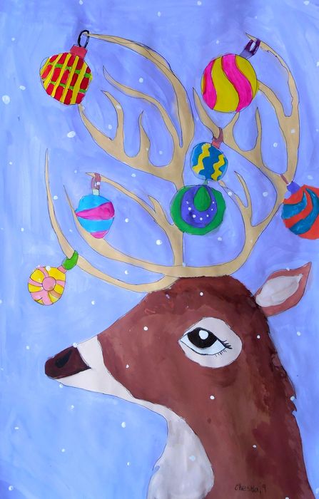 Art Studio PALETTE. Cheska O.Retita Picture.  Tempera Holidays Christmas Merry Christmas