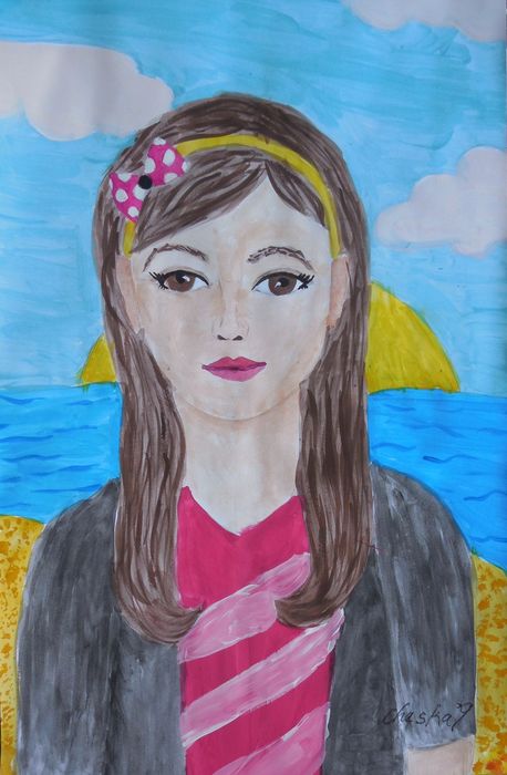 Art Studio PALETTE. Cheska O.Retita Picture.  Tempera People Selfportrait 