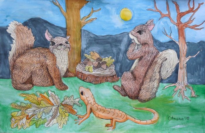 Art Studio PALETTE. Cheska O.Retita Picture.  Watercolour, Ink Animals Mix 