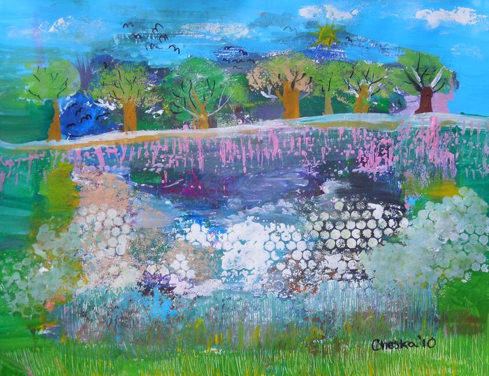 Art Studio PALETTE. Cheska O.Retita Picture.  Tempera Landscape Nature 