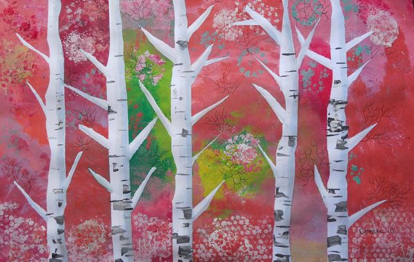 Art Studio PALETTE. Cheska O.Retita Picture.  Tempera Landscape Trees 