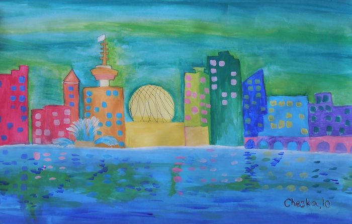 Art Studio PALETTE. Cheska O.Retita Picture.  Tempera Landscape Vancouver BC 