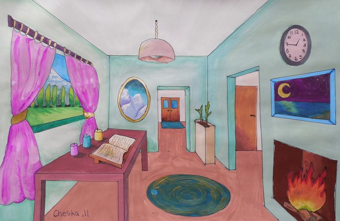 Art Studio PALETTE. Cheska O.Retita Picture.  Marker, Tempera Design Interior 