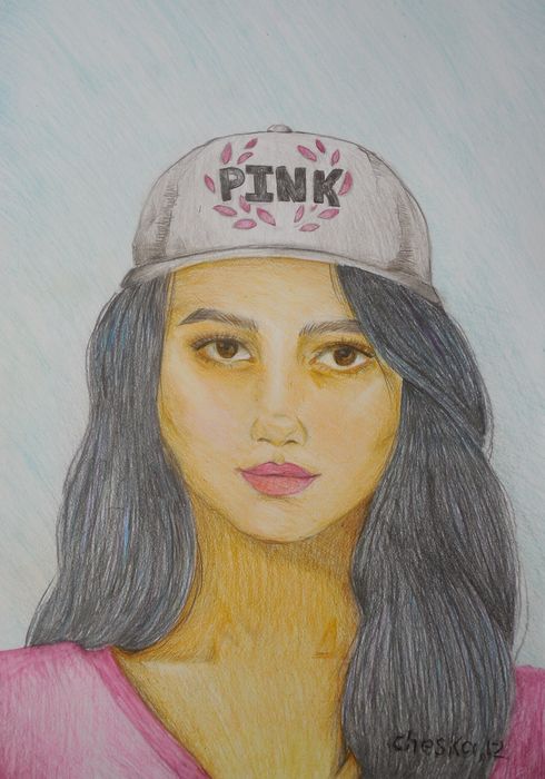 Art Studio PALETTE. Cheska O.Retita Picture.  Coloured Pencil People Selfportrait 