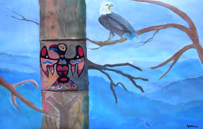 Art Studio PALETTE. Artem Miasnykov Picture.  Tempera Inspired by Indian Art 