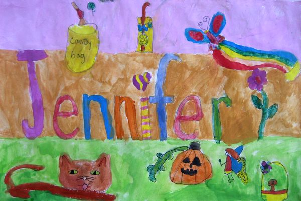 Art Studio PALETTE. Jennifer Tkach Picture.  Tempera Design Selfname 