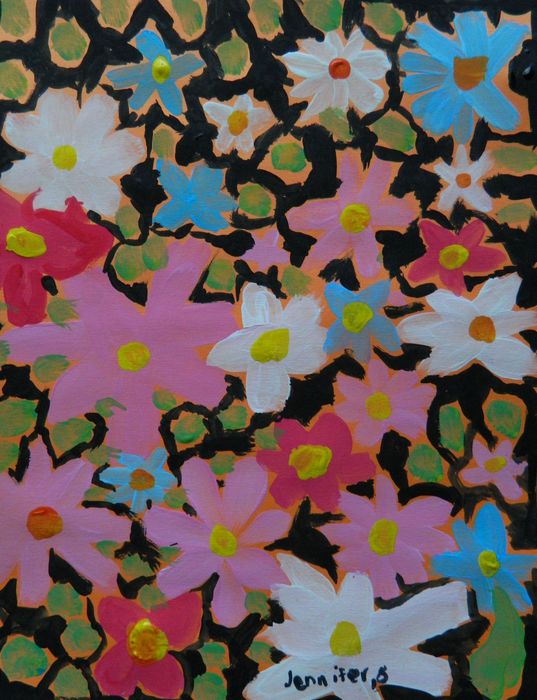 Art Studio PALETTE. Jennifer Tkach Picture.  Tempera Plants Flowers 