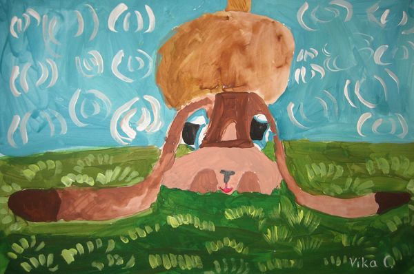 Art Studio PALETTE. Viktoria Silina Picture.  Tempera Animals Dogs 