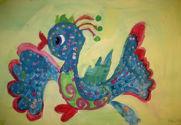 Art Studio PALETTE. Viktoria Silina Picture.  Tempera Dec. Art Birds 