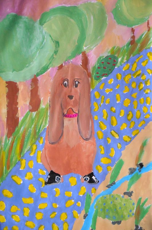 Art Studio PALETTE. Viktoria Silina Picture.  Tempera Animals Dogs 