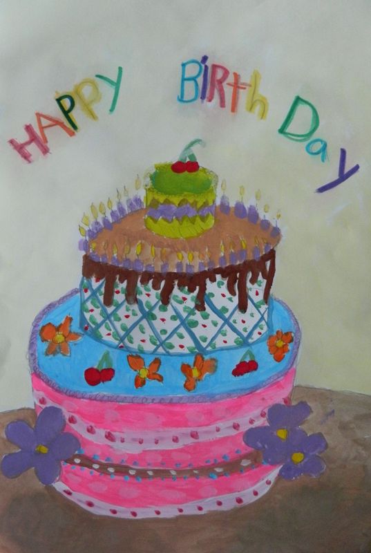 Art Studio PALETTE. Viktoria Silina Picture.  Tempera Fantasy Cakes 