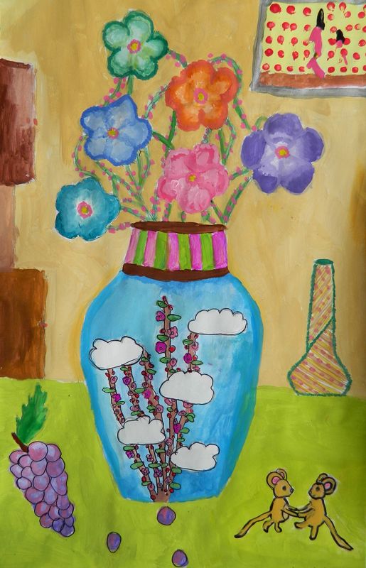 Art Studio PALETTE. Viktoria Silina Picture.  Marker, Tempera Still Life Still Life 