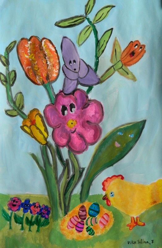 Art Studio PALETTE. Viktoria Silina Picture.  Tempera Holidays Easter Пасха