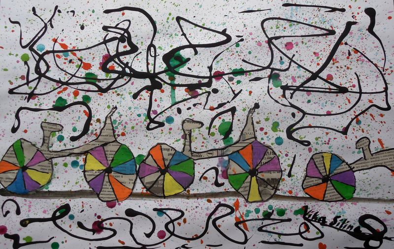 Art Studio PALETTE. Viktoria Silina Picture.  Mixed Media Design Bicycle 