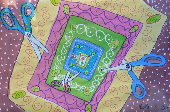 Art Studio PALETTE. Viktoria Silina Picture.  Marker, Tempera Design Fabric 