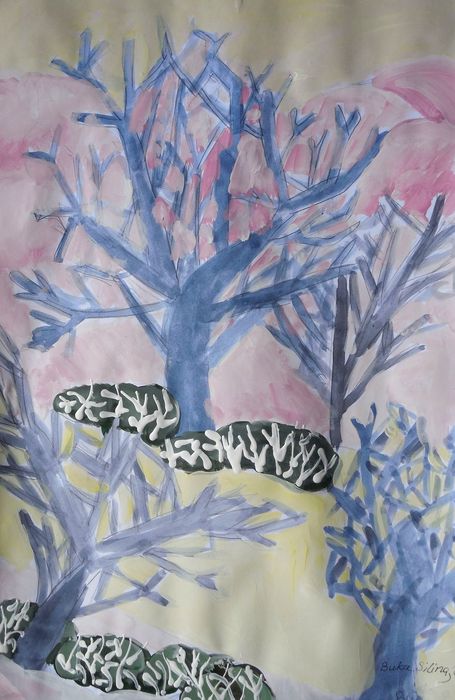 Art Studio PALETTE. Viktoria Silina Picture.  Tempera Landscape Winter 