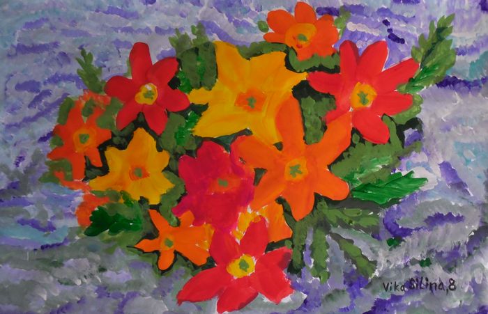 Art Studio PALETTE. Viktoria Silina Picture.  Tempera Plants Flowers 
