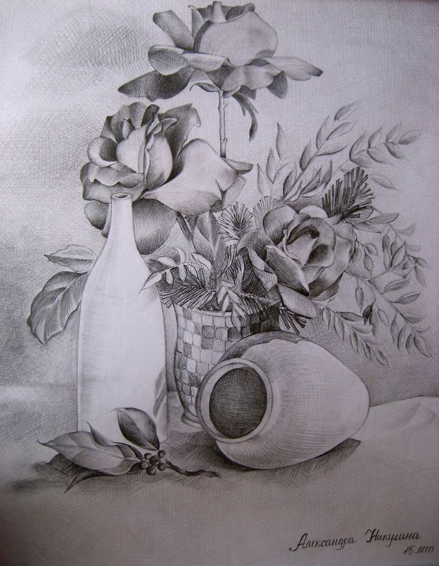 Art Studio PALETTE. Aleksandra Nikulina Picture.  Pencil Still Life Still Life 