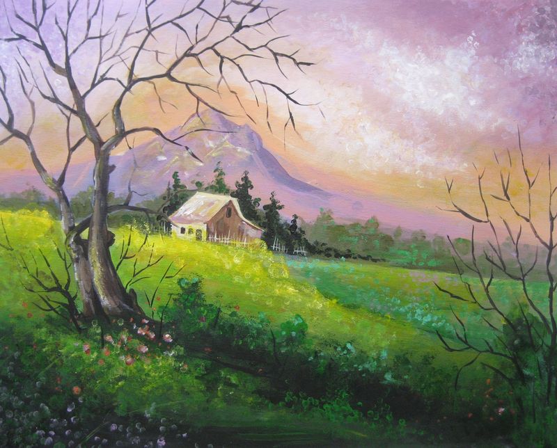 Art Studio PALETTE. Aleksandra Nikulina Picture. Canvas Acrylic Landscape Nature 