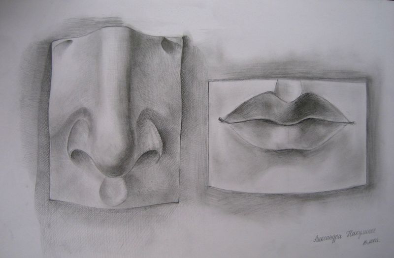 Art Studio PALETTE. Aleksandra Nikulina Picture.  Pencil People Plaster Cast 