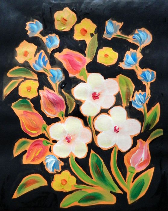 Art Studio PALETTE. Aleksandra Nikulina Picture.  Acrylic Plants Flowers 