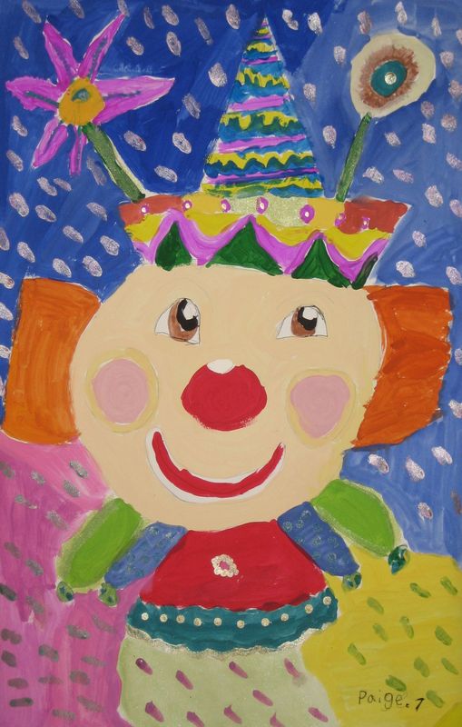 Art Studio PALETTE. Paige Brandly Picture.  Tempera Fantasy Clown 