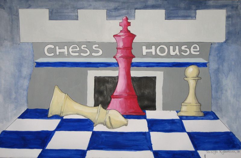 Art Studio PALETTE. Taisiya Rybakova Picture.  Tempera Fantasy Chess Я Рисую Шахматы