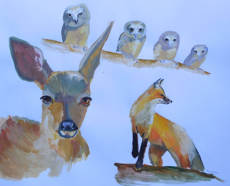 Art Studio PALETTE. Taisiya Rybakova Picture.  Tempera Animals Mix 