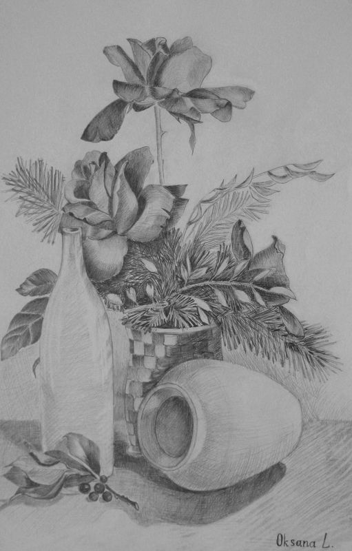 Art Studio PALETTE. Oksana Latynina Picture.  Pencil Still Life Still Life 