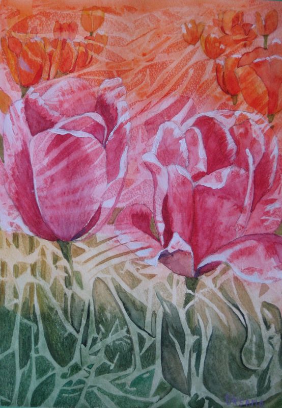 Art Studio PALETTE. Oksana Latynina Picture. Fine Art Paper Watercolour Plants Flowers 