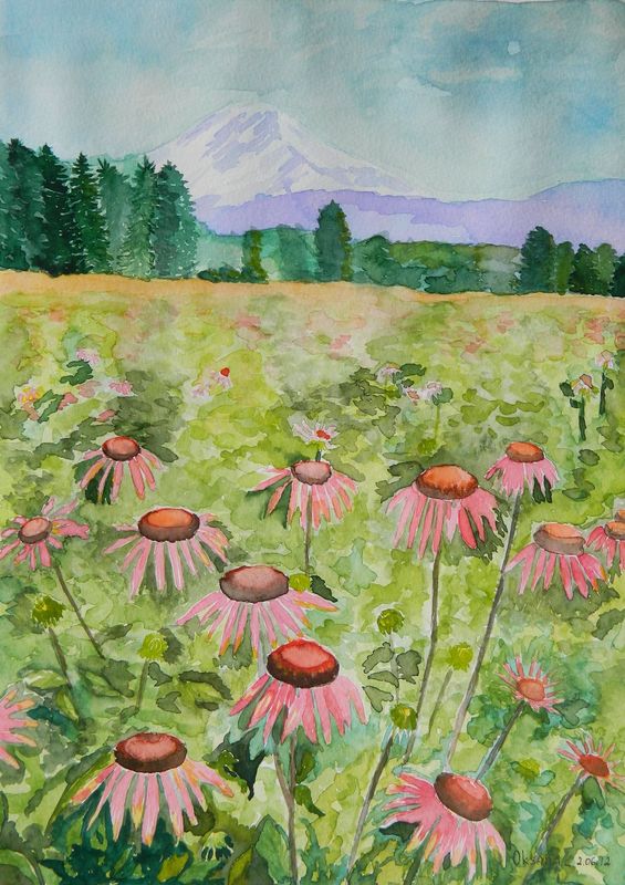 Art Studio PALETTE. Oksana Latynina Picture.  Watercolour Landscape Nature 