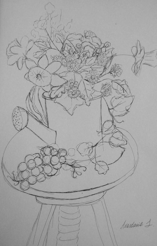 Art Studio PALETTE. Anastasiia Sergeyenko Picture.  Ink Inspired by Matisse 